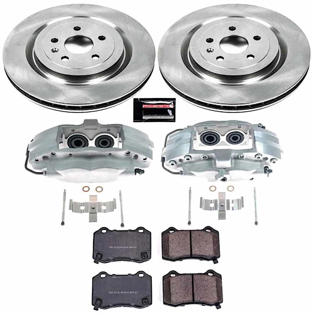 p15kcoe3019a_1.jpg Powerstop KCOE3019A Rear Brake Disc and Caliper Kit, Plain Surface 5 Lugs 365 mm Natural, Ceramic, Z17 OE Replacement - Image 1