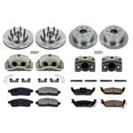 Powerstop KCOE4005 Front and Rear Brake Disc and Caliper Kit, Plain Surface 7 Lugs 330 mm Natural Caliper, Ceramic, RWD, Z17 OE Replacement - Image 4