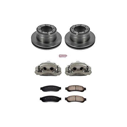 Powerstop KCOE4593 2-Wheel Set Rear OE Stock Replacement Low-Dust Ceramic Brake Pad, Rotor and Caliper Kit, Models With Dual Rear Wheels