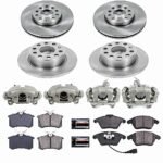 Powerstop KCOE5749A Front and Rear Brake Disc and Caliper Kit, Plain Surface 5 Lugs 254.7 mm Natural Caliper, Ceramic, Z17 OE Replacement - Image 4