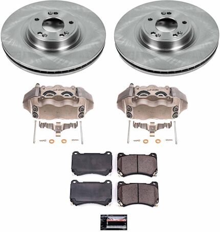 Powerstop KCOE5843 Front Brake Disc and Caliper Kit, Plain Surface 5 Lugs 330 mm Natural Caliper, Ceramic, Z17 OE Replacement
