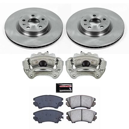 Powerstop 2-Wheel Set Power Stop&reg; KCOE5948 Front OE Stock Replacement Low-Dust Ceramic Brake Pad, Rotor and Caliper Kit
