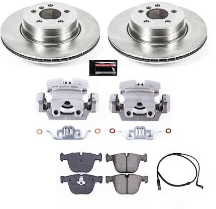 Powerstop KCOE5985 Rear Brake Disc and Caliper Kit, Plain Surface 5 Lugs 344.7 mm Natural Caliper, Ceramic, Z17 OE Replacement