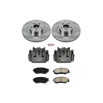 Powerstop 2-Wheel Set Power Stop&reg; KCOE6082A Front OE Stock Replacement Low-Dust Ceramic Brake Pad, Rotor and Caliper Kit
