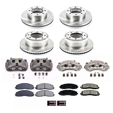 Powerstop KCOE6405 Front and Rear Brake Disc and Caliper Kit, Plain Surface 8 Lugs 362.8 mm Natural Caliper, Ceramic, 4WD, Z17 OE Replacement