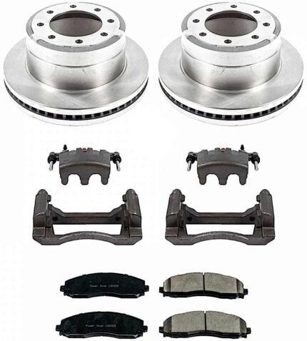 Powerstop 2-Wheel Set Power Stop&reg; KCOE6407 Rear OE Stock Replacement Low-Dust Ceramic Brake Pad, Rotor and Caliper Kit