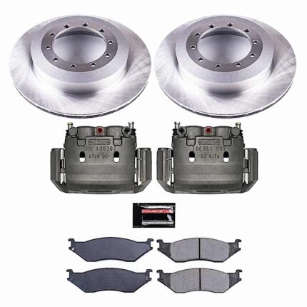 Powerstop KCOE6410 Rear Brake Disc and Caliper Kit, Plain Surface 10 Lugs 394 mm Natural Caliper, Ceramic, Z17 OE Replacement