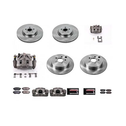 Powerstop KCOE6931A Front and Rear Brake Disc and Caliper Kit, Plain Surface 5 Lugs 278 mm Natural Caliper, Ceramic, Z17 OE Replacement