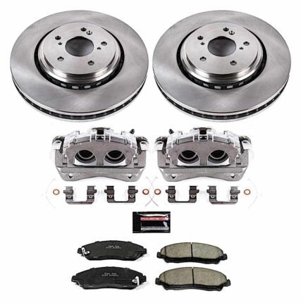 Powerstop 2-Wheel Set Power Stop&reg; KCOE6957 Front OE Stock Replacement Low-Dust Ceramic Brake Pad, Rotor and Caliper Kit