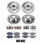 Powerstop KCOE8009 Front and Rear Brake Disc and Caliper Kit, Plain Surface 5 Lugs 302.1 mm Natural Caliper, Ceramic, Z17 OE Replacement - Image 6