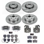 Powerstop KCOE950 Front and Rear Brake Disc and Caliper Kit, Plain Surface 5 Lugs 254.9 mm Natural Caliper, Ceramic, Z17 OE Replacement - Image 4