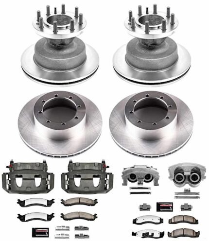 Powerstop MDCK4233 Front and Rear Brake Disc and Caliper Kit, Plain Surface 8 Lugs Natural Caliper, Carbon Fiber Ceramic, Z36 Extreme Truck And Tow