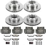 Powerstop MDCK4416 Front and Rear Brake Disc and Caliper Kit, Plain Surface 8 Lugs - Front; 10 Lugs - Rear Natural, Carbon Fiber Ceramic, Z36 Extreme Truck And Tow