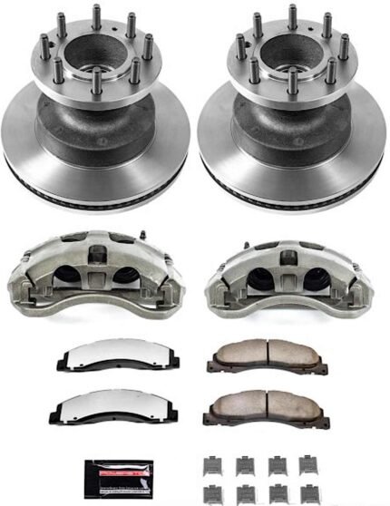 Powerstop MDCK4717 Brake Disc and Caliper Kit, Plain Surface 8 Lugs Natural, Carbon Fiber Ceramic, RWD, Z36 Extreme Truck And Tow