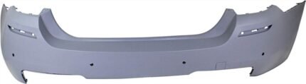 ReplaceXL Rear Primed Bumper Cover, Base Model, Sedan, For Models With M Package, With Park Distance Control, CAPA CERTIFIED