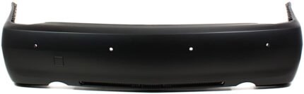 ReplaceXL Rear Primed Bumper Cover, With Turn Signal Light Holes, Without Upper Chrome Trim, CAPA CERTIFIED