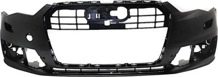 Replacement Front Primed Bumper Cover, For Models Without S-Line Package, With Chrome Trim, Without Parking Aid Sensor Holes