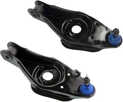 Mevotech SET-MEMS25104 Front, Driver and Passenger Side, Lower Control Arms, Rear Wheel Drive, Greaseable, includes Castle Nut, Cotter Pin, and Grease Fitting