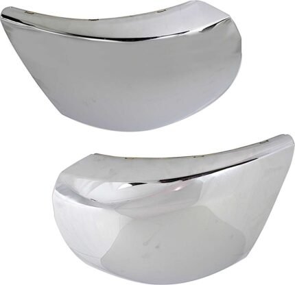 Replacement Front, Driver and Passenger Side Bumper End, Chrome Plastic