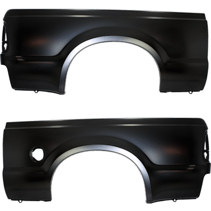 Replacement Rear, Driver and Passenger Side Truck Bedside Panels, Primed, Outer Panel, with Tail Light Provision, with Gas Door Hole on Driver Side, 7 Ft. Bed (Short Bed), For Models With Single Rear Wheels