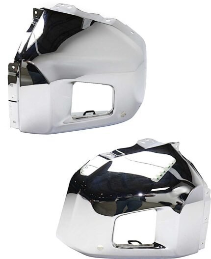 Replacement Front, Driver and Passenger Side Bumper End, Chrome Steel CAPA Certified