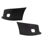 Replacement Front, Driver and Passenger Side Bumper End, Painted Black Plastic