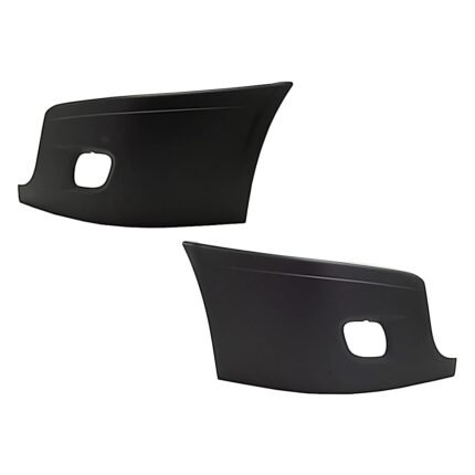 Replacement Front, Driver and Passenger Side Bumper End, Painted Black Plastic