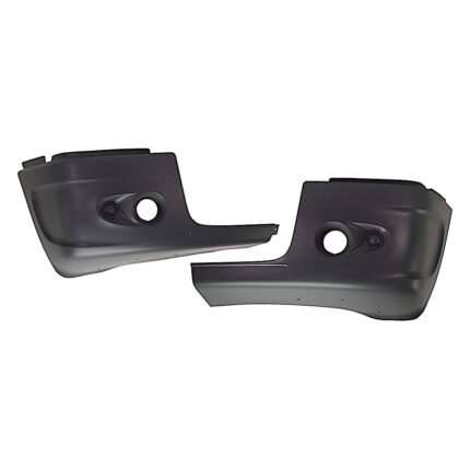 Replacement Front, Driver and Passenger Side Bumper End, Painted Black Plastic