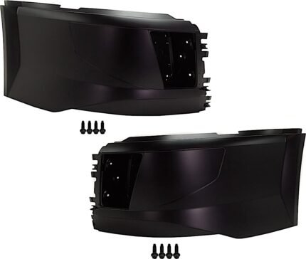 Replacement Front, Driver and Passenger Side Bumper End, Painted Black Plastic